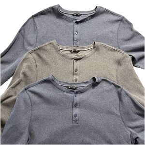 Bundle (3) Members Mark Waffle Knit Thermal Henley Shirt 3XL XXXL Long Sleeve